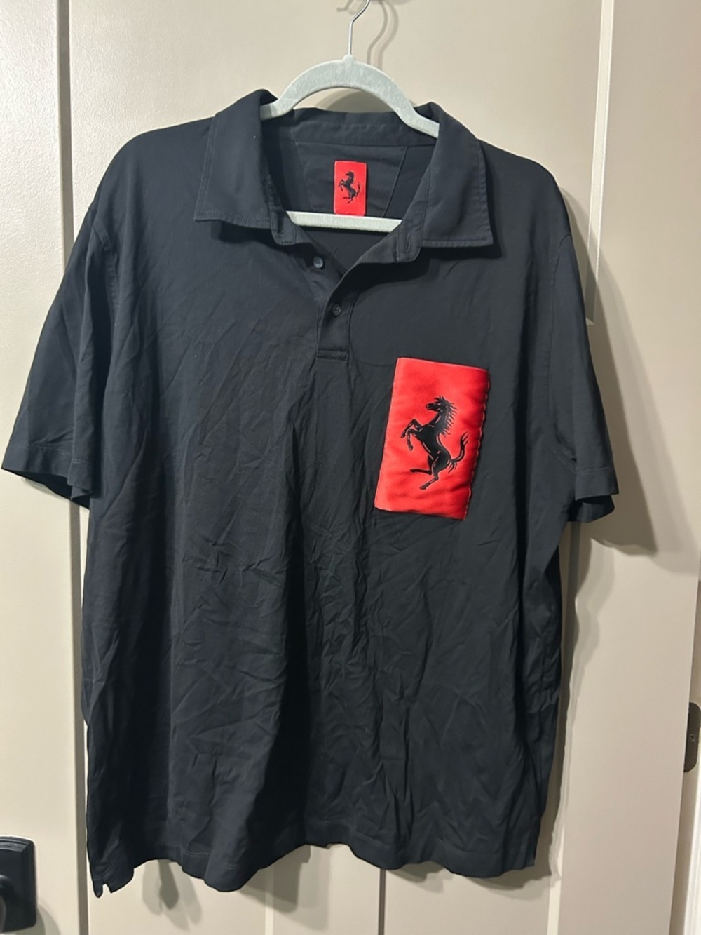 Scuderia Ferrari Men's black "Label Pocket" short sleeve polo shirt Italy